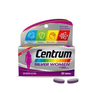 Centrum Silver Women, Multivitamínico mujeres mayores de 50 años X 60 tabs