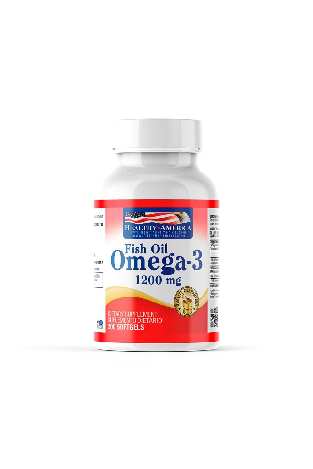 Omega 3 Fish Oil 1200 mg Healthy America x 200 Softgels