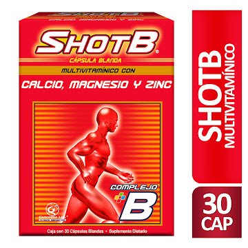 Shot-B Complejo B Multivitamínico Genomma Caja x 30 Cápsulas