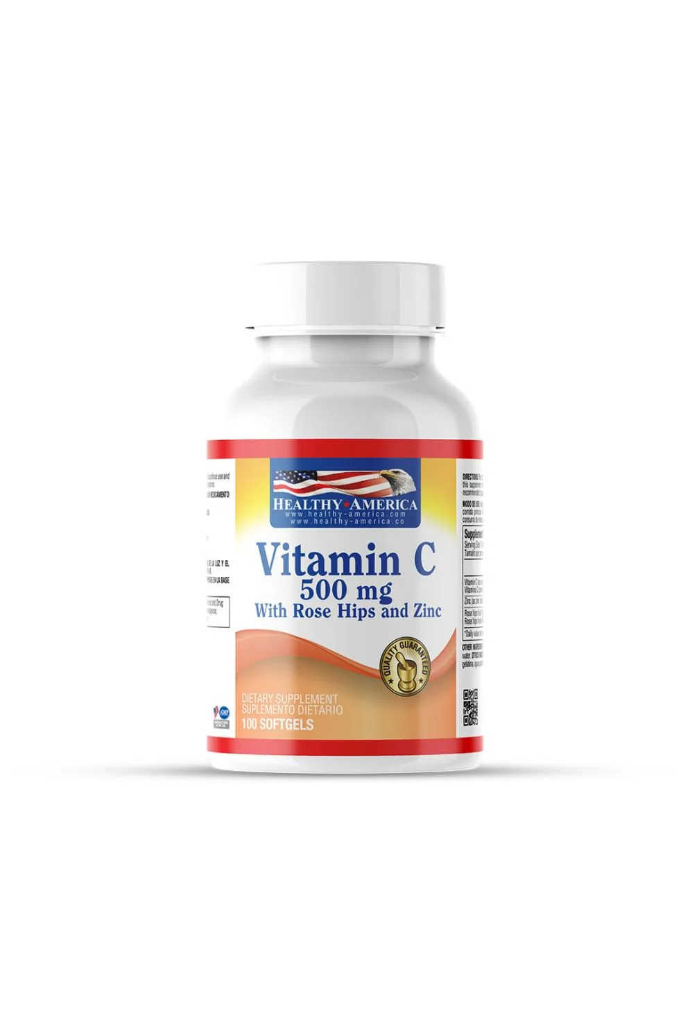 Vitamin C 500 mg + Rose Hips Healthy America x 100 softgels